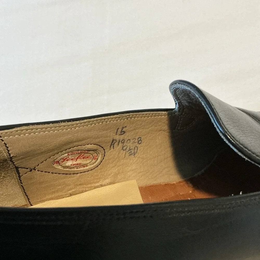 BESPOKE By Shoemaker Lee Kee Black Leather Slip On Loafers Dress Shoes 9.5 D EUC